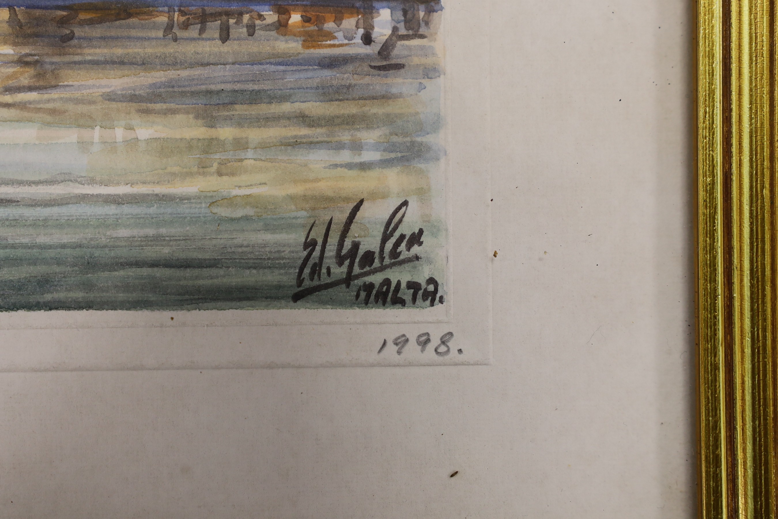 Edwin Galea (Maltese, B.1934), watercolour, 'Grand Harbour, Malta', signed and dated 1998, 12 x 18cm
